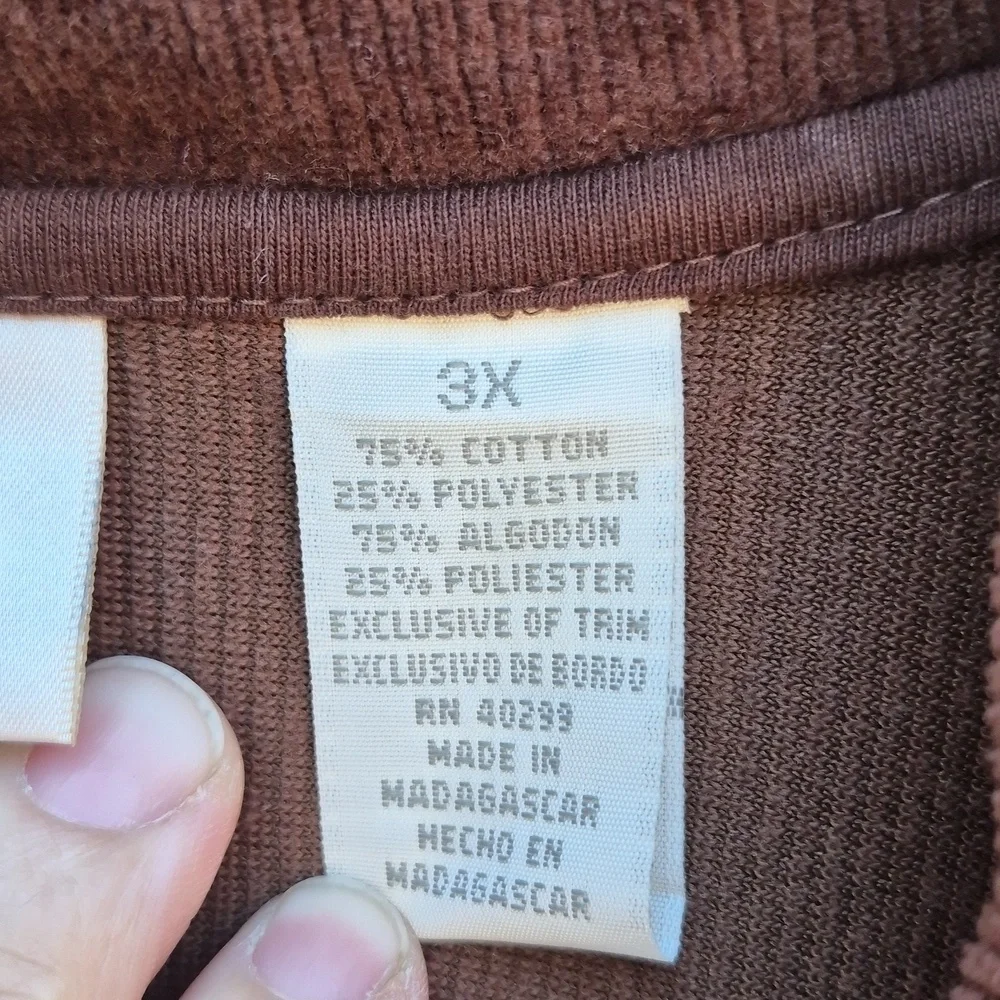 Womens 3x Brown Corduroy Zip-Up Jacket By ERIKA - Picture 5 of 9
